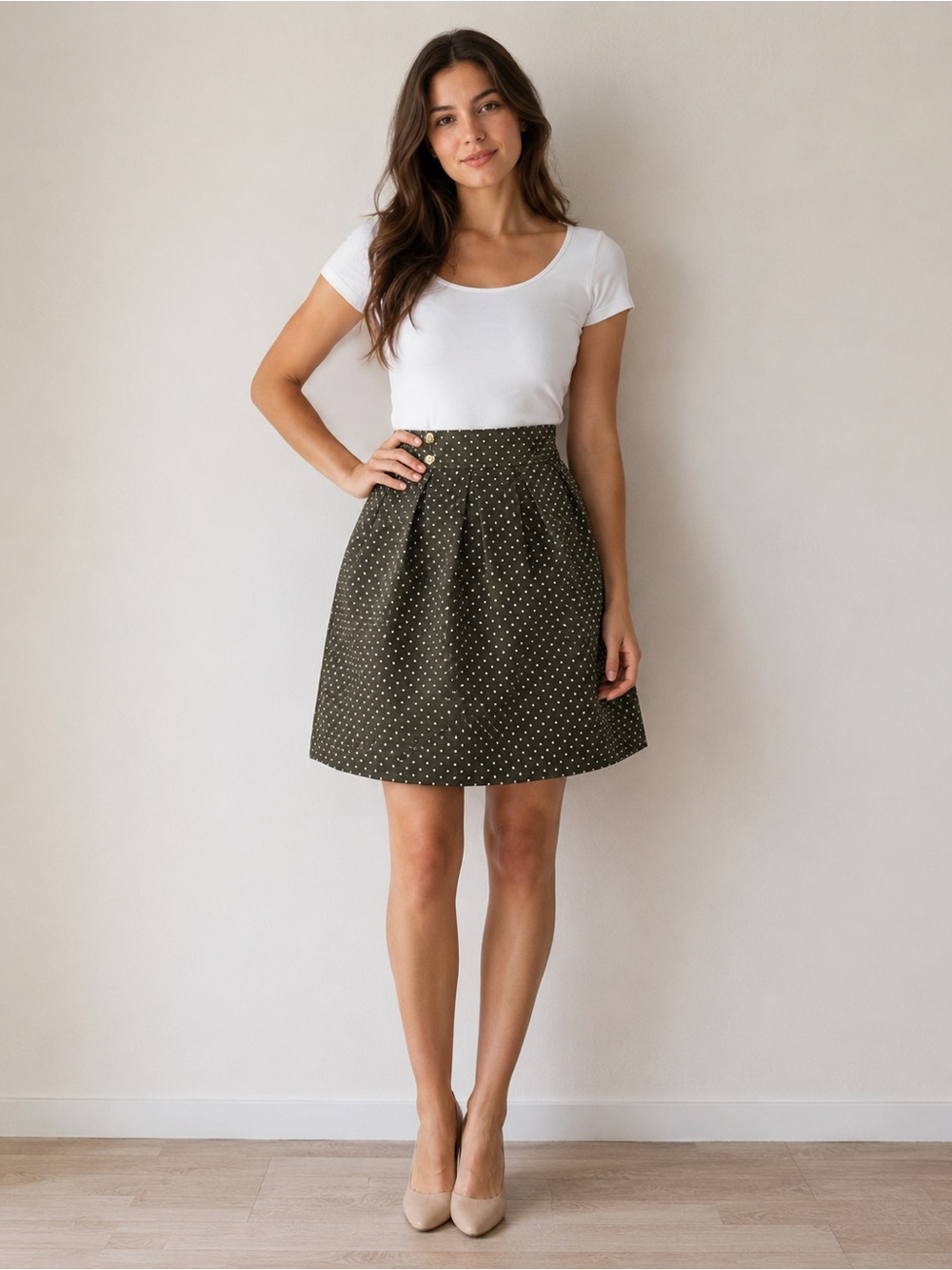 Zara Black & White Polka Dot Pencil Skirt